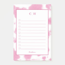 Skriv ut Westernt Rodeo Monogram för Cute Rosa Cow Post-it Block