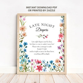Skriv ut Wildblomsterbabyskor för sent nattdagstid Poster