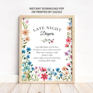Skriv ut Wildblomsterbabyskor för sent nattdagstid Poster