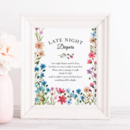 Skriv ut Wildblomsterbabyskor för sent nattdagstid Poster