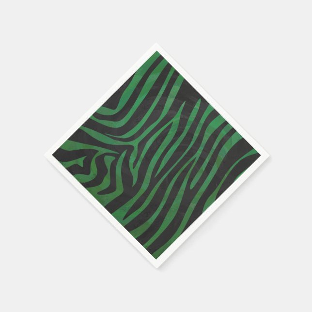 Skriv ut Zebra Black och Grönt Pappersservett (Hörn)