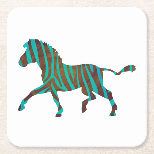 Skriv ut Zebra Black och Grönt Underlägg Papper Kvadrat (Framsidan)