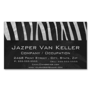 Skriv ut Zebra Black och Light Grått Magnetiska Visitkort