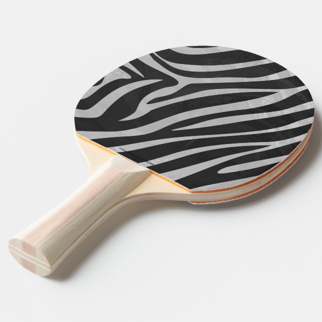 Skriv ut Zebra Black och Light Grått Pingisracket (Frontvinkel)
