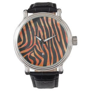 Skriv ut Zebra Black och Orange Armbandsur