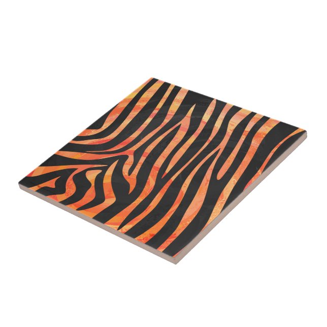 Skriv ut Zebra Black och Orange Kakelplatta (Sidan)