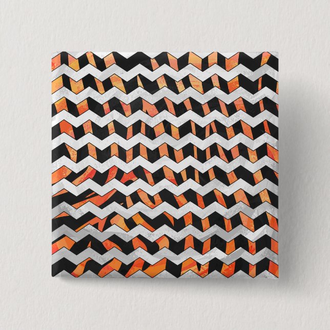 Skriv ut Zebra Black och Orange Knapp (Framsida)