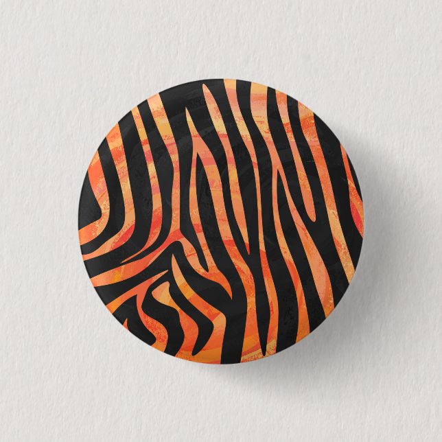 Skriv ut Zebra Black och Orange Knapp (Framsida)