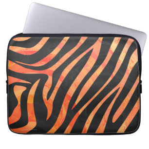 Skriv ut Zebra Black och Orange Laptop Fodral