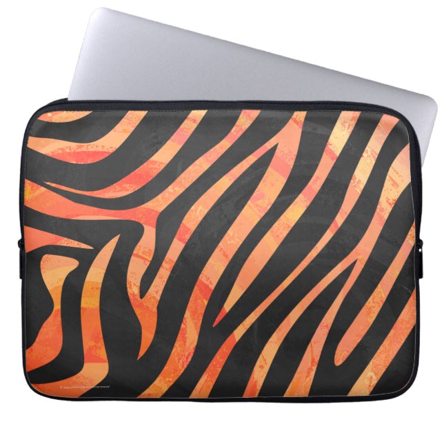 Skriv ut Zebra Black och Orange Laptop Fodral (Framsidan)