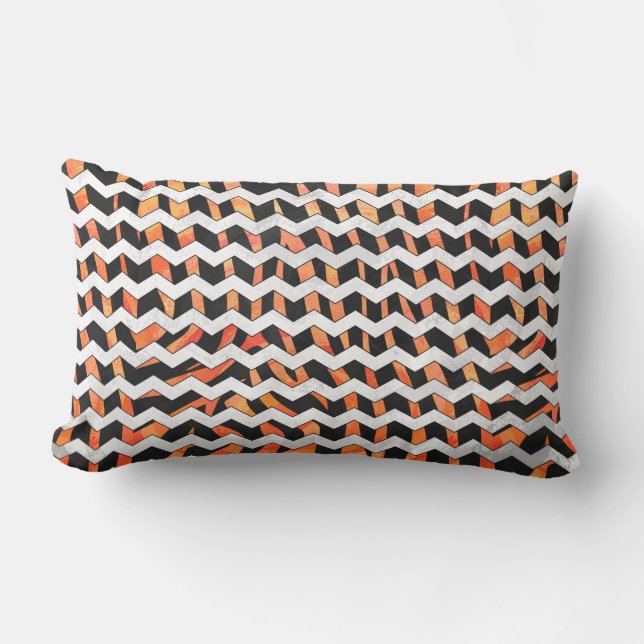 Skriv ut Zebra Black och Orange Lumbarkudde (Framsida)
