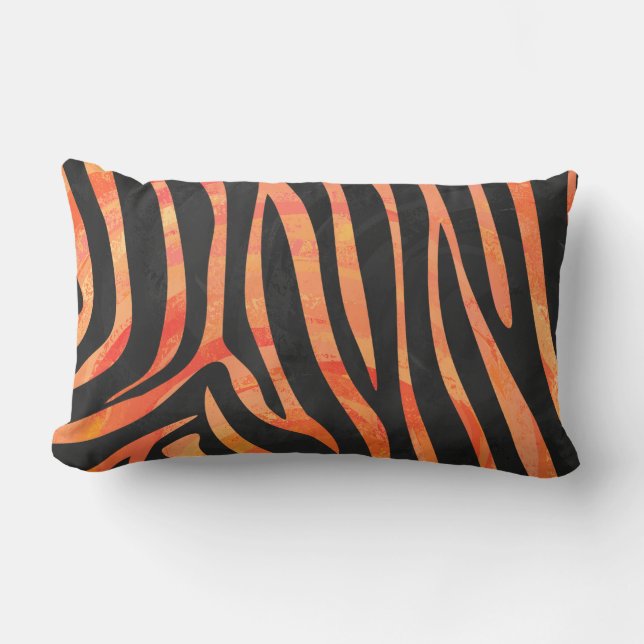 Skriv ut Zebra Black och Orange Lumbarkudde (Framsida)