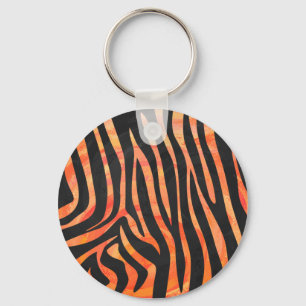 Skriv ut Zebra Black och Orange Nyckelring