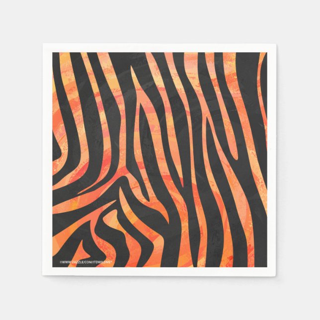 Skriv ut Zebra Black och Orange Pappersservett (Framsidan)