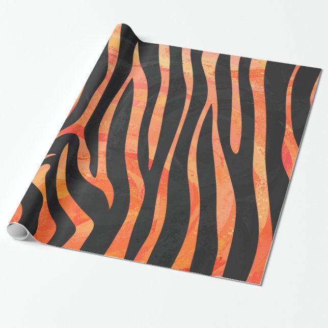 Skriv ut Zebra Black och Orange Presentpapper (Utrullad)