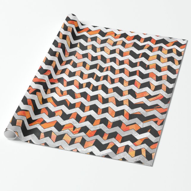Skriv ut Zebra Black och Orange Presentpapper (Utrullad)