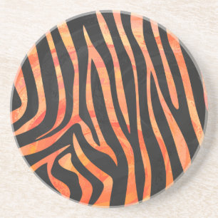 Skriv ut Zebra Black och Orange Underlägg