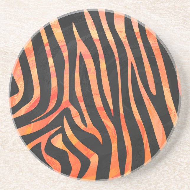 Skriv ut Zebra Black och Orange Underlägg (Framsidan)