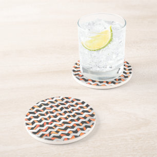 Skriv ut Zebra Black och Orange Underlägg Sandsten