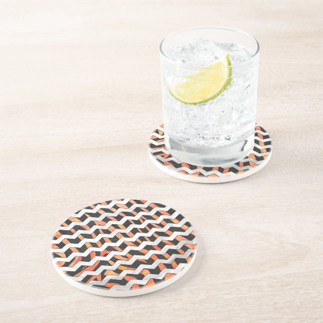 Skriv ut Zebra Black och Orange Underlägg Sandsten (Sidan)