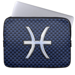 Skriv ut zodiaksymboler för marin blå kolfiber laptop fodral