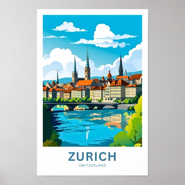 Skriv ut Züch Schweiz Travel Poster (Framsidan)