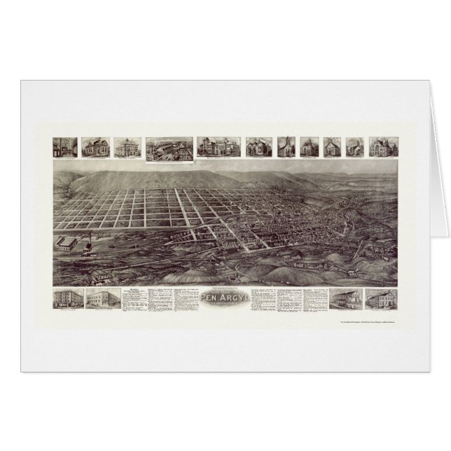 Skriva Argyl, den panorama- kartan för PA - 1916 Hälsningskort (Framsidan Horizontal)