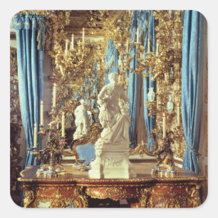 Skriva bord och staty av Louis XV Fyrkantigt Klistermärke