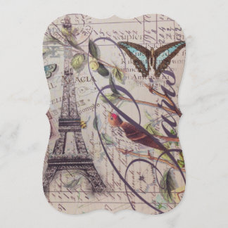 Skriva det franska landfjärilsParis Eiffel torn Inbjudningar