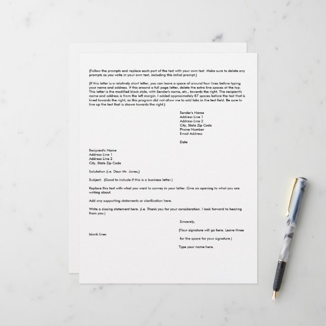 Skriva din egen brev, brevhuvud, mall.. brevhuvud (Fram/Back In Situ)