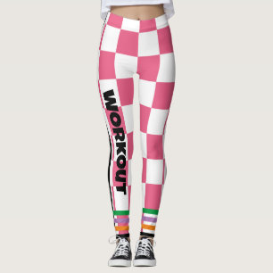 Skriva din text l Boho checkad l Rosa White Leggings