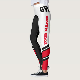 Skriva ditt namn svart/vit/röd leggings