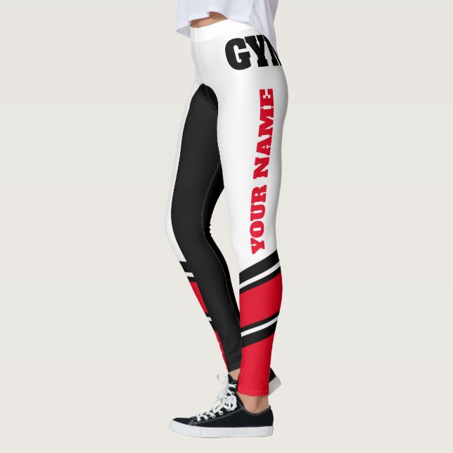 Skriva ditt namn svart/vit/röd leggings (Vänster)