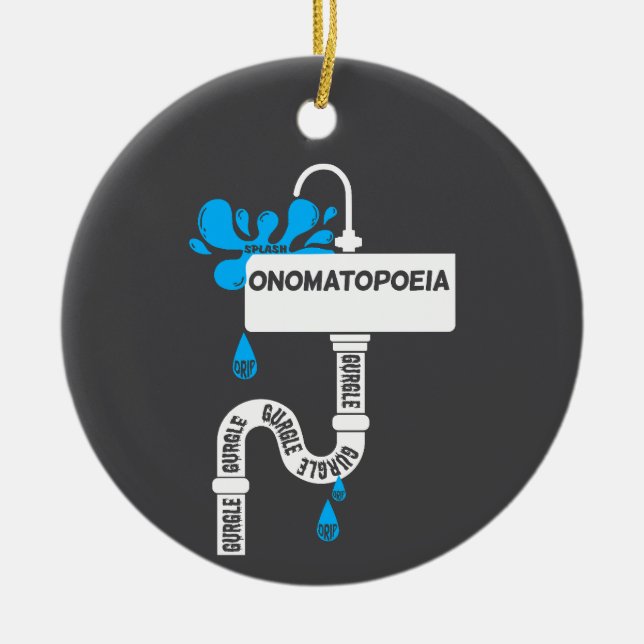 Skriva eller poesi på kreativet Onomatopoeia Julgransprydnad Keramik (Framsidan)