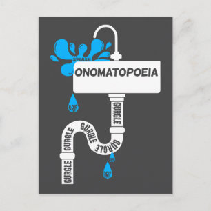 Skriva eller poesi på kreativet Onomatopoeia Vykort