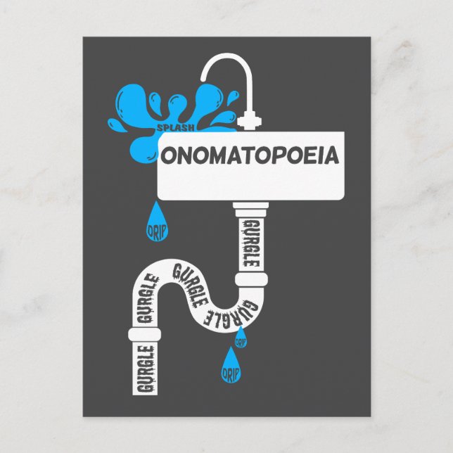 Skriva eller poesi på kreativet Onomatopoeia Vykort (Framsida)