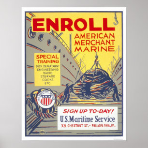 Skriva in sig den handels- flottan för amerikanen poster