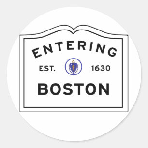 Skriva in staden av Boston MORSOR Runt Klistermärke