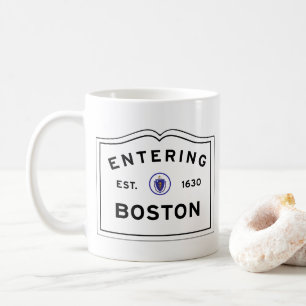 Skriva in staden av Boston samlas Kaffemugg