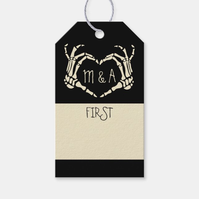 Skriva-In Stil Creepy Goth Giftermål-milstolpe Presentetikett (Framsidan)