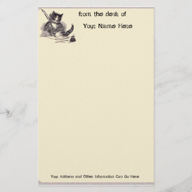 Skriva kattmall brevpapper (Framsida)