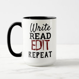Skriva, Läs, REDIGERA, Upprepa Mugg