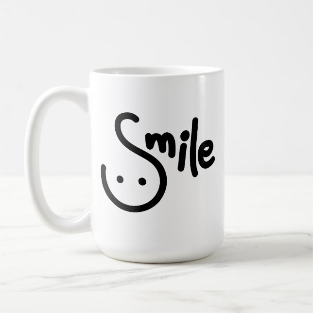 Skriva med leende kaffemugg (Vänster)