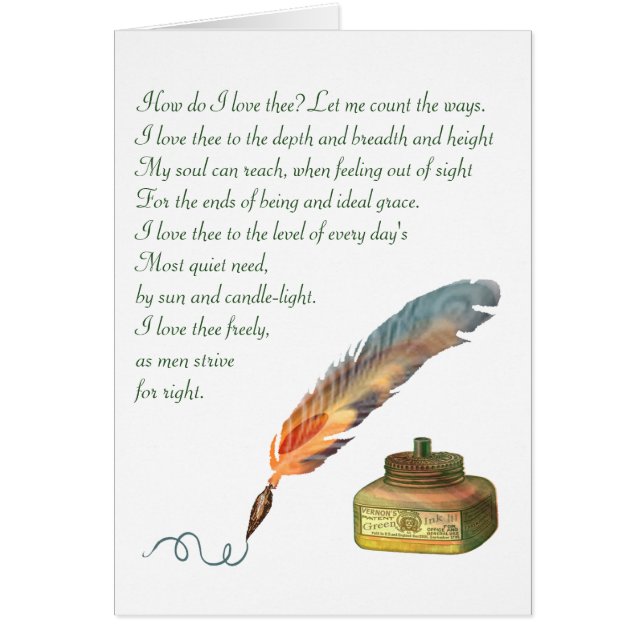 Skriva och bläckkärlek hälsningskort (Framsidan)