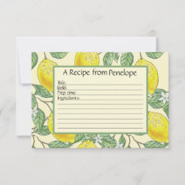 Skriva om Cute Lemons Mönster och Namn på receptko Kort