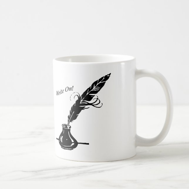 Skriva på! Quillbläck på en kaffekopp (Höger)
