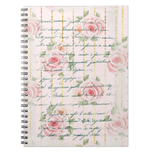 Skriva rosa ros Vintage Anteckningsbok