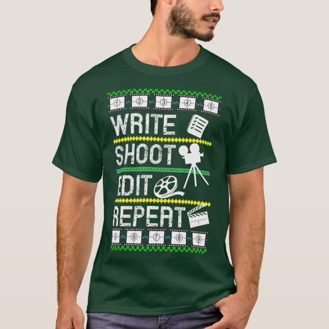 Skriva Shoot Edit Repeat Movie Filmmaker Ugly T Shirt (Framsida)