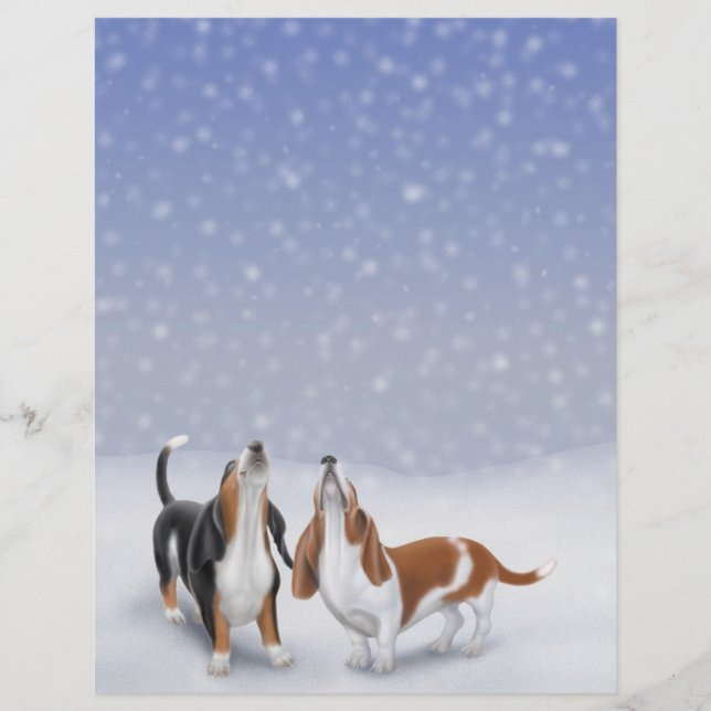 Skriva Snö Bassets Letterhead Stationery (Framsida)