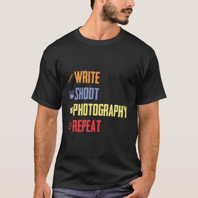 Skriva Tagning av fotografi Upprepa fotografikamer T Shirt (Framsida)